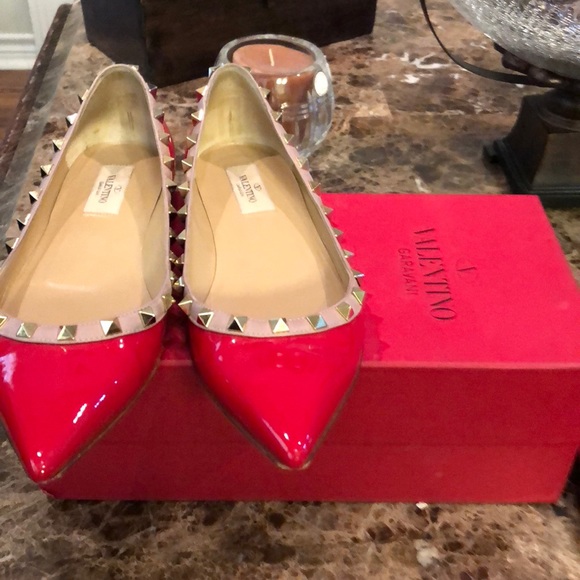 Authentic Valentino Studded Flats in Red and Gold. - Picture 2 of 6